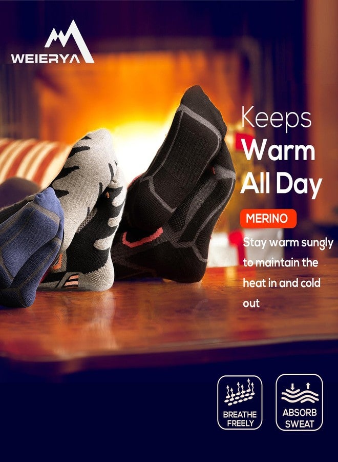 WEIERYA Ski Socks 2 Pairs Pack for Skiing, Snowboarding, Cold Weather, Winter Performance Socks (Retro Black 2 Pairs, X-Large) - Image 5